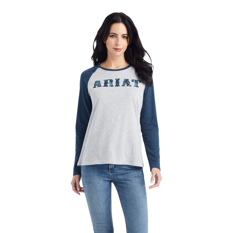 Blusas Ariat Real Baseball Gris/Azules Oscuro Mujer - Chile 413-JQXVLP